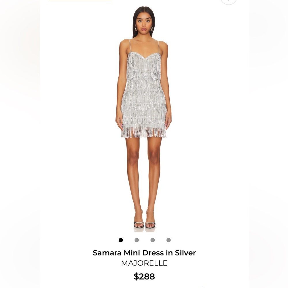 MAJORELLE Silver Mini Dress with Fringe